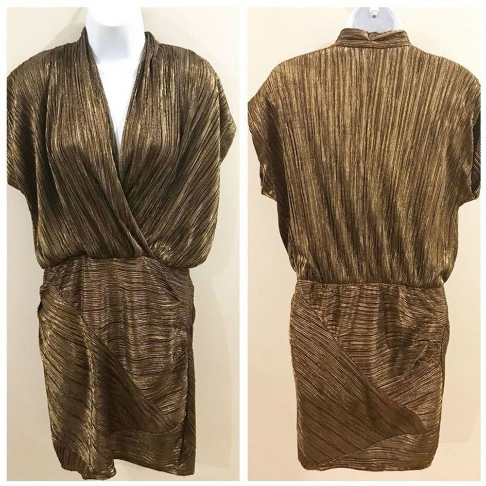 RACHEL Rachel Roy Metallic Gold Dress Medium
